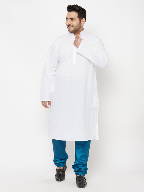 Vastramay Men's Plus Size Turquoise Blue Cotton Silk Blend Pyjama