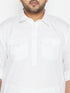 Vastramay Men's Plus Size White Cotton Blend Pathani Set