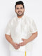Vastramay Men's Plus Size Cream Silk Blend Ethnic Shirt