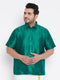 Vastramay Men's Plus Size Green Silk Blend Ethnic Shirt