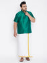 Vastramay Men's Plus Size Green Silk Blend Ethnic Shirt
