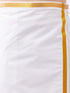 Vastramay Men's Plus Size Navy Blue And White Silk Blend Shirt And Mundu Set