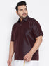 Vastramay Men's Plus Size Wine Silk Blend Ethnic Shirt