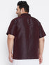 Vastramay Men's Plus Size Wine Silk Blend Ethnic Shirt
