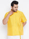 Vastramay Men's Plus Size Yellow Silk Blend Ethnic Shirt