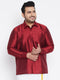 Vastramay Men's Plus Size Maroon Silk Blend Ethnic Shirt