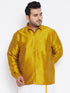 Vastramay Men's Plus Size Mustard Silk Blend Ethnic Shirt