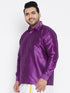Vastramay Men's Plus Size Purple Silk Blend Ethnic Shirt