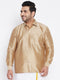 Vastramay Men's Plus Size Rose Gold Silk Blend Ethnic Shirt