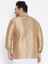 Vastramay Men's Plus Size Rose Gold Silk Blend Ethnic Shirt