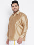 Vastramay Men's Plus Size Rose Gold Silk Blend Ethnic Shirt