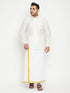 Vastramay Men's Plus Size White Silk Blend Ethnic Shirt