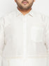 Vastramay Men's Plus Size White Silk Blend Ethnic Shirt