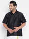 Vastramay Men's Plus Size Black Silk Blend Ethnic Shirt