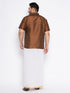 Vastramay Men's Plus Size Coffee Shirt And Mundu Set