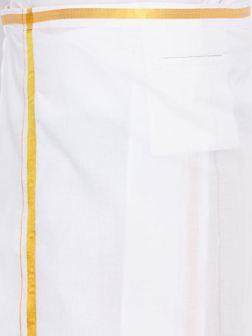 Vastramay Men's Plus Size Coffee Shirt And Mundu Set