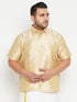 Vastramay Men's Plus Size Gold Silk Blend Ethnic Shirt