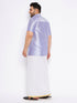 Vastramay Men's Plus Size Lavender Shirt And Mundu Set