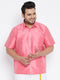 Vastramay Men's Plus Size Pink Silk Blend Ethnic Shirt