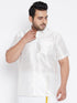 Vastramay Men's Plus Size White Silk Blend Ethnic Shirt