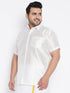 Vastramay Men's Plus Size White Silk Blend Ethnic Shirt