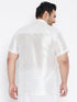 Vastramay Men's Plus Size White Silk Blend Ethnic Shirt