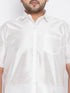 Vastramay Men's Plus Size White Silk Blend Ethnic Shirt