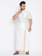 Vastramay Men's Plus Size White Silk Blend Shirt And Mundu Set