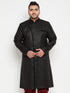 Vastramay Men's Plus Size Black Sherwani Only Top