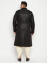 Vastramay Men's Plus Size Black Sherwani Set