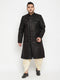 Vastramay Men's Plus Size Black Sherwani Set