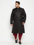 Vastramay Men's Plus Size Black Sherwani Set