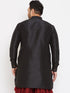 Vastramay Men's Plus Size Black Silk Blend Curved Kurta