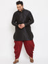 Vastramay Men's Plus Size Black Silk Blend Curved Kurta