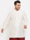 Vastramay Men's Plus Size Cream Silk Blend Curved Kurta