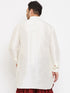 Vastramay Men's Plus Size Cream Silk Blend Curved Kurta