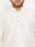 Vastramay Men's Plus Size Cream Silk Blend Curved Kurta