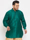 Vastramay Men's Plus Size Green Silk Blend Curved Kurta