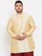 Vastramay Men's Plus Size Golden Silk Blend Curved Kurta
