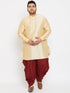 Vastramay Men's Plus Size Golden Silk Blend Curved Kurta