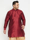 Vastramay Men's Plus Size Maroon Silk Blend Curved Kurta