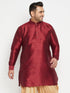 Vastramay Men's Plus Size Maroon Silk Blend Curved Kurta