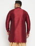 Vastramay Men's Plus Size Maroon Silk Blend Curved Kurta