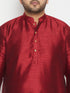 Vastramay Men's Plus Size Maroon Silk Blend Curved Kurta Dhoti Set