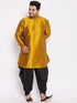 Vastramay Men's Plus Size Mustard Silk Blend Curved Kurta Dhoti Set