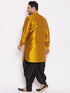 Vastramay Men's Plus Size Mustard Silk Blend Curved Kurta Dhoti Set