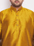 Vastramay Men's Plus Size Mustard Silk Blend Curved Kurta Dhoti Set
