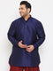 Vastramay Men's Plus Size Navy Blue Silk Blend Curved Kurta