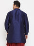 Vastramay Men's Plus Size Navy Blue Silk Blend Curved Kurta