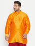 Vastramay Men's Plus Size Orange Silk Blend Curved Kurta